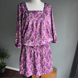 Limited Pleated Paisley Print Mini Dress Size Medium